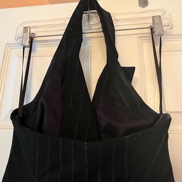 Pinstripe halter jumpsuit by Bebe preloved size 0. There is no stretch. - Picture 5 of 8